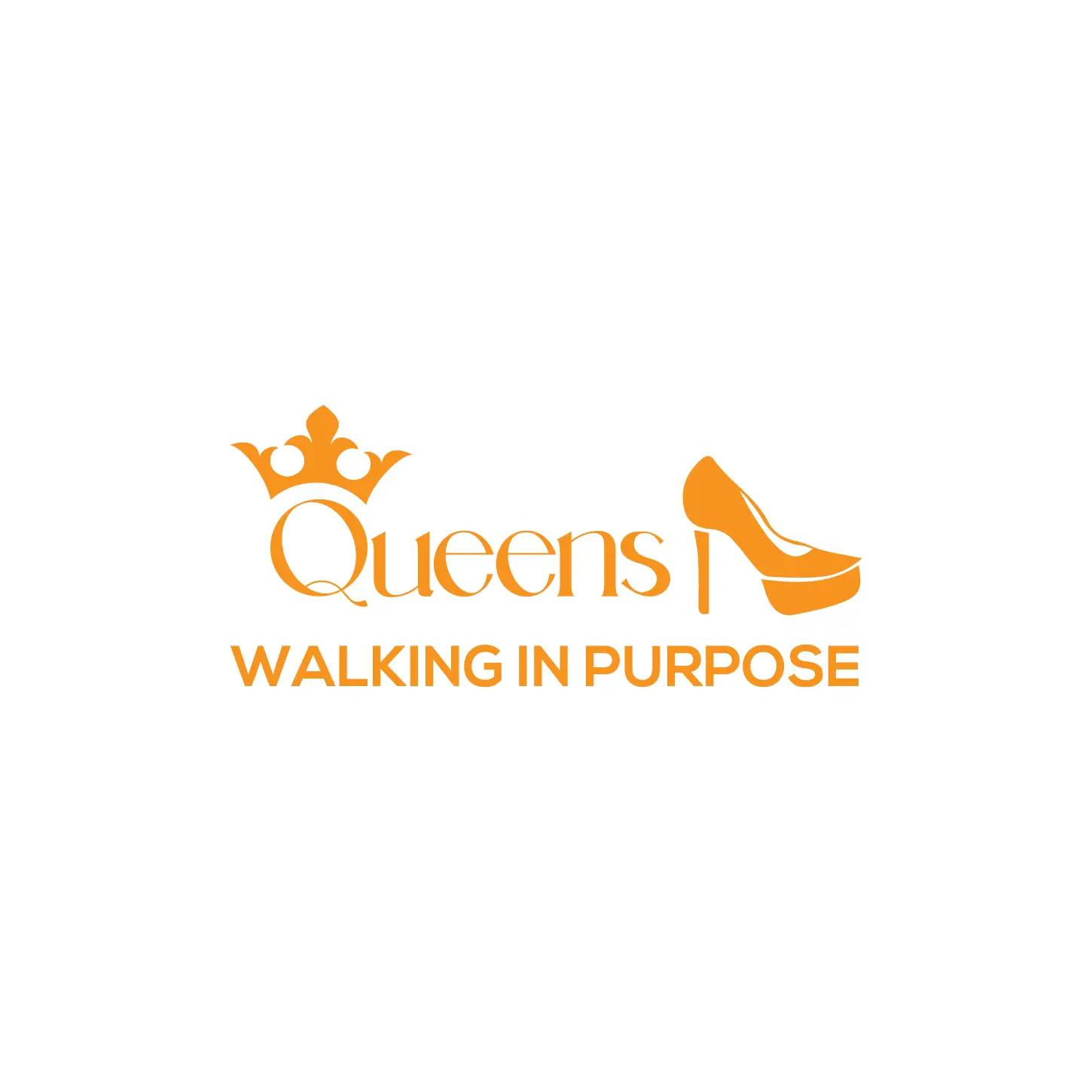 Queens Walking in Purpose Logo with crown and high heel shoe