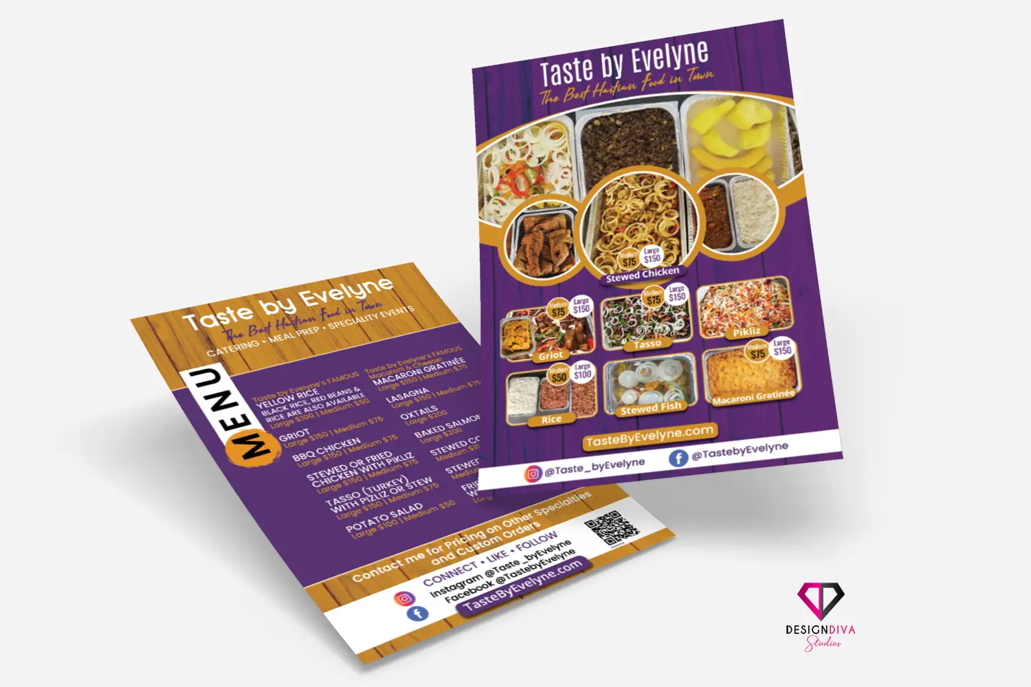 Client Sample Menu Card for Taste by Evelyne